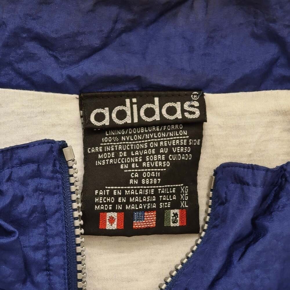 Vintage Adidas Blue and Black Quarter Zip Nylon Windbreaker Jacket XL - Picture 2 of 7